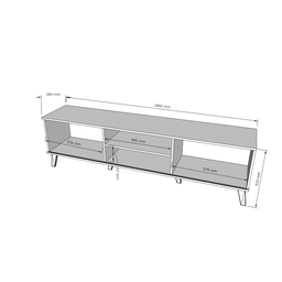 Rack Denver 1800mm P/ Tv's até 75 Polegadas com Portas de Correr Off White/nature- Peternella - 4