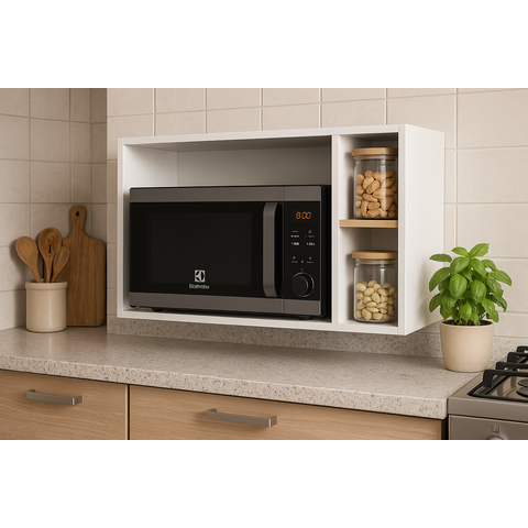 Armário de Cozinha Aéreo para Microondas com 3 Nichos - Luxo