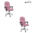 Ver imagem 3 de Kit 2 Cadeiras de Escritório Presidente Reclinável - Rosa
