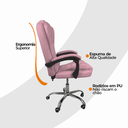 Ver imagem 6 de Kit 2 Cadeiras de Escritório Presidente Reclinável - Rosa