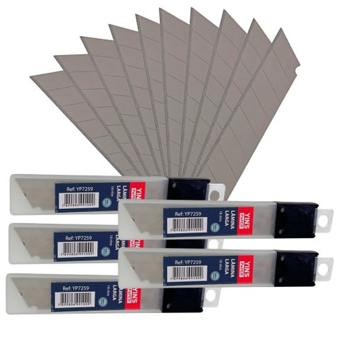 Kit 50 Pçs Lâmina Para Estilete Grosso Largo 18mm Inox Reposição Refil
