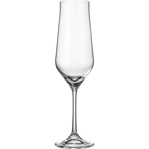 Taça Bohemia Lida Champanhe 24x6x6cm 220ml Cristal Transp 6PÇ