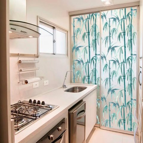 Adesivo Para Vidro Box Banheiro Jateado Decorado Bamboo Prova D'Agua - 0,60 x 2,00m