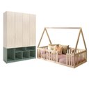 Ver imagem 2 de Quarto Montessori Cama Telhado Giulia e Guarda-Roupa Curió Casatema MadeiraOriginals Natural/Verde