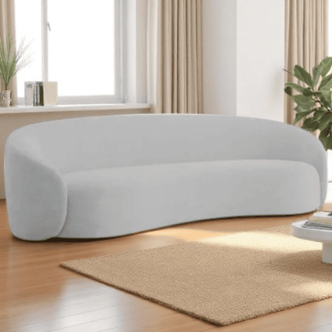 Sofá 3 Lugares Orgânico Luxo Recepção Sala de Estar e Tv Amore 200cm Linho Cinza Claro- Mabe Magazin