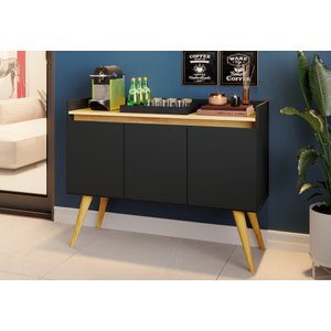 Buffet GOLD 3 Portas - Preto / Mel