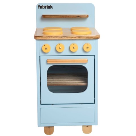 Fogão Infantil de Madeira Azul Bebê Fabrink
