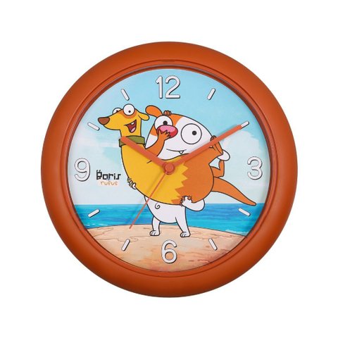 Relógio de Parede Infantil - Analógico - Boris e Rufus - Tijolo - Herweg