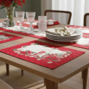 Ver imagem 3 de Kit Mesa Posta Natal Natalina Toalha de Mesa Redonda 6 Lugares, 6 Jogos Americanos, 6 Guardanapos, V