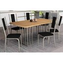 Ver imagem 1 de Conjunto: Mesa de Cozinha Duina C/ Tampo de Madeira 160cm e 6 Cadeiras Lisboa Niquel/freijo -