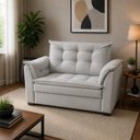 Ver imagem 1 de Sofá Alice 2 Lugares Fixo 140cm Cinza Suede Premium