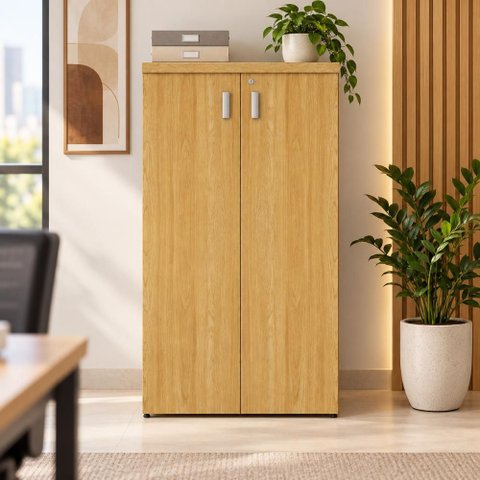 Armário Alto 2 Portas com Chave 161cm x 80cm Fechado com Prateleiras Cor:Carvalho Xingu