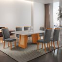Ver imagem 2 de Mesa de Jantar Carolina 180cm Tampo MDF Vidro Canto Copo com 6 Cadeira Aline