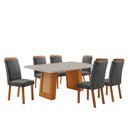 Ver imagem 1 de Mesa de Jantar Carolina 180cm Tampo MDF Vidro Canto Copo com 6 Cadeira Aline