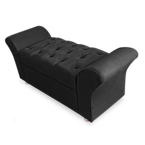Calçadeira Baú Veneza King Size 195cm Suede - Ecotec Decor:Preto
