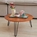 Ver imagem 1 de Mesa De Centro Redonda Industrial Pé De Ferro - Bege