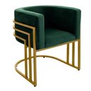 Ver imagem 1 de Cadeiras Poltrona Luxo Base de Metal Tripla Dourado Sala de Jantar Recepção Veludo Verde