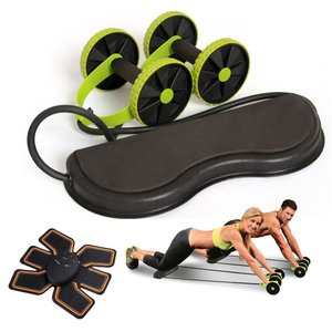 Kit Aparelho Abdominal Eletrico e Elastico Roda Exercício