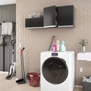 Ver imagem 2 de Kit Área de Serviço e Lavanderia com 02 Armários Aéreo 80cm e 60cm 100% MDF Preto - Desk Design Lux