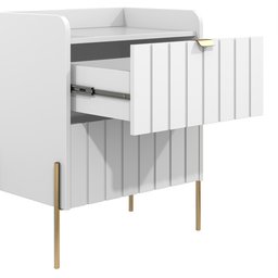 Mesa de Cabeceira Moriah Branco de 45cm com Duas Gavetas e Pés Industriais de Ferro Dourado - 6