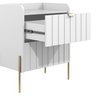 Mesa de Cabeceira Moriah Branco de 45cm com Duas Gavetas e Pés Industriais de Ferro Dourado - 6