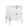 Mesa de Cabeceira Moriah Branco de 45cm com Duas Gavetas e Pés Industriais de Ferro Dourado - 3