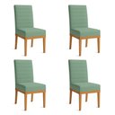 Ver imagem 1 de Kit 4 Cadeiras de Jantar Solana Linho Base de Madeira - Pallazio Cor:Verde Oliva