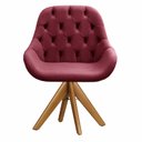Ver imagem 2 de Poltrona Lua Cadeira Pé Giratória de Madeira Decoração Recepção, Escritório-Suede Bordô