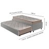 Bicama Box Solteiro Courino Linho Cinza 88x188 com Dois Colchões Espuma Supreme Malha D33 Gazin - 9