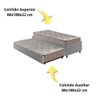 Bicama Box Solteiro Courino Linho Cinza 88x188 com Dois Colchões Espuma Supreme Malha D33 Gazin - 4