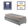Bicama Box Solteiro Courino Linho Cinza 88x188 com Dois Colchões Espuma Supreme Malha D33 Gazin - 5
