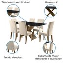 Ver imagem 4 de Conjunto de Mesa Sala de Jantar Dubai 1,80m com 6 Cadeiras Preto/bege/carvalho Dobuê