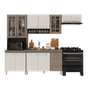 Ver imagem 2 de Armário de Cozinha Modulada Compacta Fidelitá Paris 4 Peças 260cm 11 Portas 3 Gavetas com Tampo