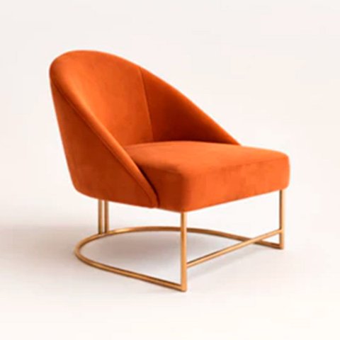 Poltrona Decorativa Estofada Veludo Base Metálica Industrial Lua Dourada – Paraná Metal:cobre Soft
