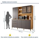 Ver imagem 3 de Armário para Cozinha Completa 7 Portas 3 Gavetas Apolo Cinza/Cinamomo/Grafite
