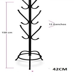 CABIDEIRO MANCEBO COM 12 GANCHOS MULTIUSO ARARA DE ROUPAS CASACO BOLSAS EM AÇO PRETO - 2 CABIDEIRO MANCEBO COM 12 GANCHOS MULTIUSO ARARA DE ROUPAS CASACO BOLSAS EM AÇO PRETO - 2