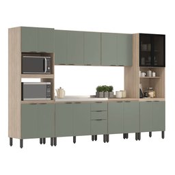 Cozinha Completa Modular Firenze Sem Tampo 6 Peças Avena Touch Menta FMT006 Demóbile - 1