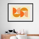 Ver imagem 1 de Quadro Geométrico do Laranja Ao Mostarda - 60x48cm:madeira Preta