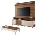 Ver imagem 2 de Estante Home Theater Bold e Mesa de Centro Cadenza Castanho Off White – Hb Móveis