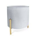 Ver imagem 1 de Puff Redondo Decorativo Suede com Pé de Metal Epóxi Dourado - Cinza claro