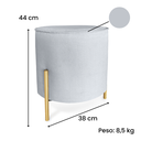 Ver imagem 2 de Puff Redondo Decorativo Suede com Pé de Metal Epóxi Dourado - Cinza claro