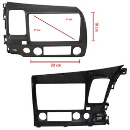 Moldura Painel Central Multimidia 9 Polegadas Honda New Civic 2008 À 2011 Grafite Som - 2