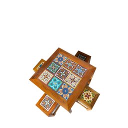 jogo mesa de jantar quadrada com4 banquetas ladrilho decoração móveis cozinha bistro MINAS ARTE PRÓP - 2
