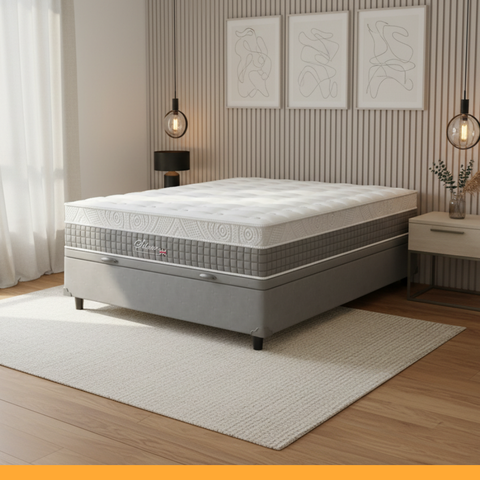 Cama Box Baú Casal Colchão Casal Silver Molas Ensacadas 138x188x28cm