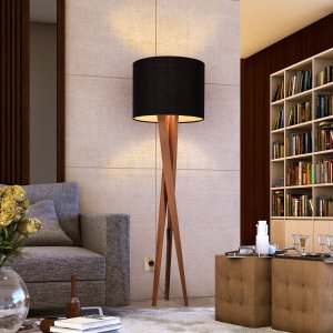 Luminária Abajur Tripé de Chão Paris Retrô Moderna Bivolt - Preto