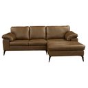 Ver imagem 1 de Sofá Chaise Direito 3 Lugares Maitê 272cm Couro Marrom - Sallar Home