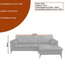 Ver imagem 3 de Sofá Chaise Direito 3 Lugares Maitê 272cm Couro Marrom - Sallar Home