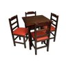 Jogo de Mesa de Madeira Fixo Paulista 70x70 Imbuia com 4 Cadeiras Estofado Vermelho - 1