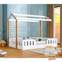 Ver imagem 1 de Cama Casal Casinha Montessoriana Ágatha com Colchão - Branco/mel