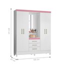 Ver imagem 4 de Conjunto Quarto Guarda Roupa e Comoda Arezzo Branco Rosa